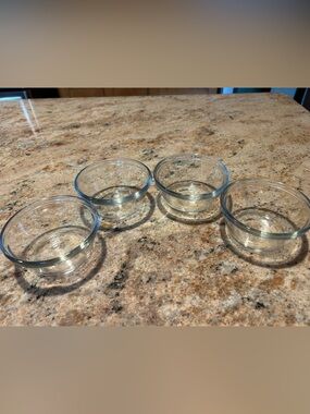 Anchor Hocking #1034 6oz Clear Glass Custard Cups Set of 4 Vintage No Chips